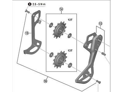 Shimano XTR Pulleyhjul og laske SGS til bagskifter model RD-M9260-11L
