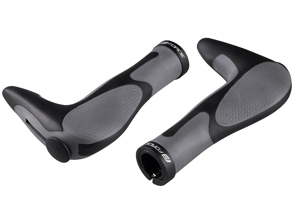 FORCE håndtag MTB med integreret bar ends 113 mm - Sort-grå