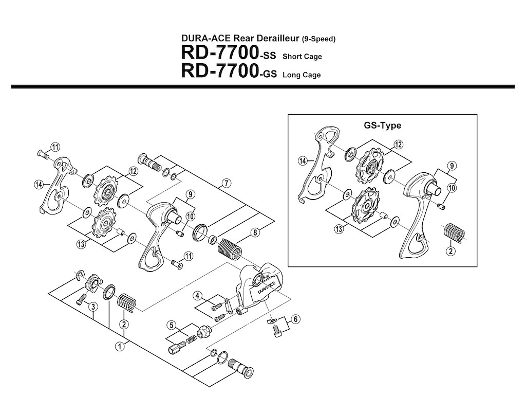 Shimano Dura Ace - Wire skrue og skive til bagskifter RD-7700
