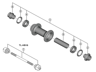 Shimano aksel komplet til fornav model HB-TC500-12
