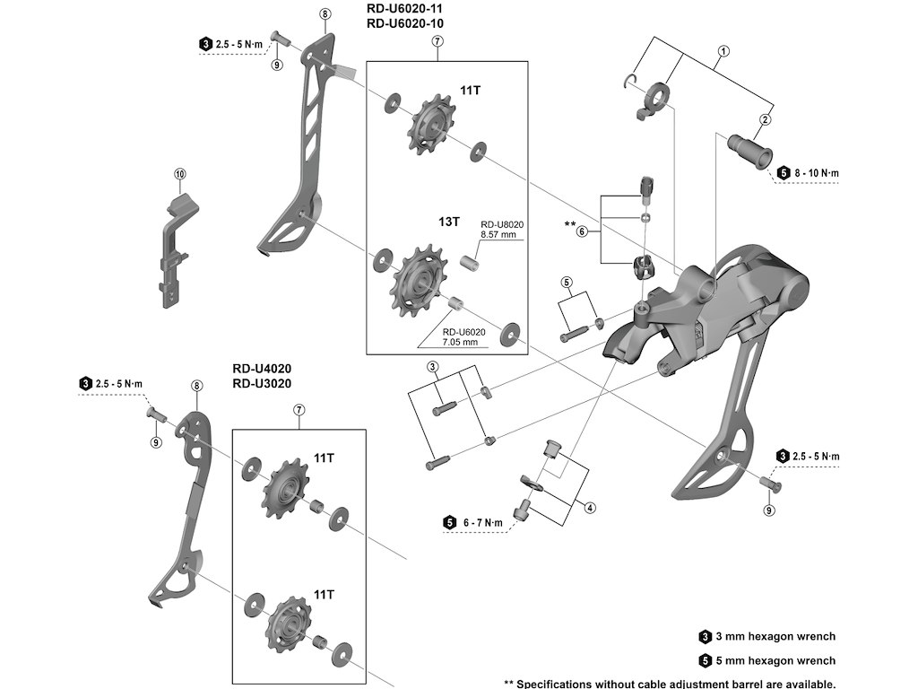 Shimano Cues inderplade til bagskifter model RD-U4020-SGS type