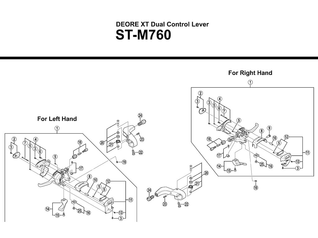 Shimano justerblok og skrue til ST-M760
