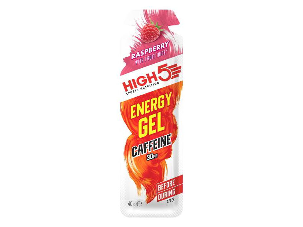 High5 EnergyGel+ -  Hindbær 40 gram - 30mg koffein 