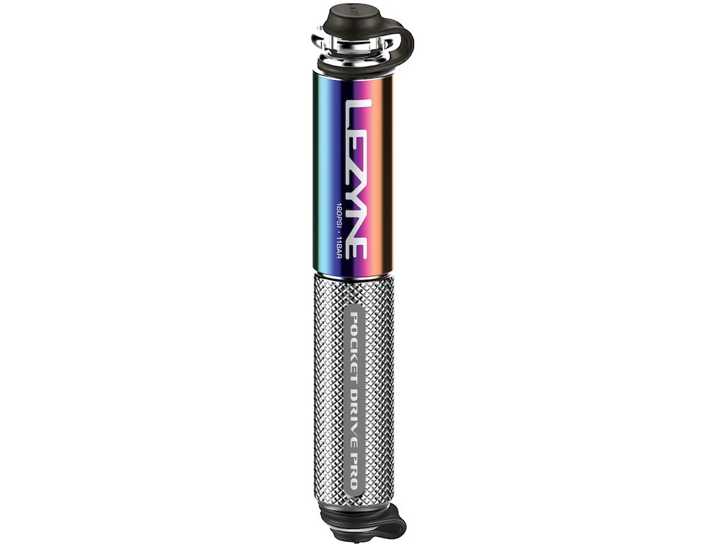 Lezyne Pocket Drive Pro Håndpumpe Oil Slick Sølv