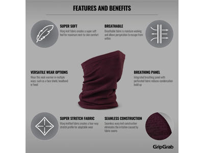 GripGrab Freedom Seamless Warp Knitted Neckwarmer - Halsedisse - Dark red - Onesize