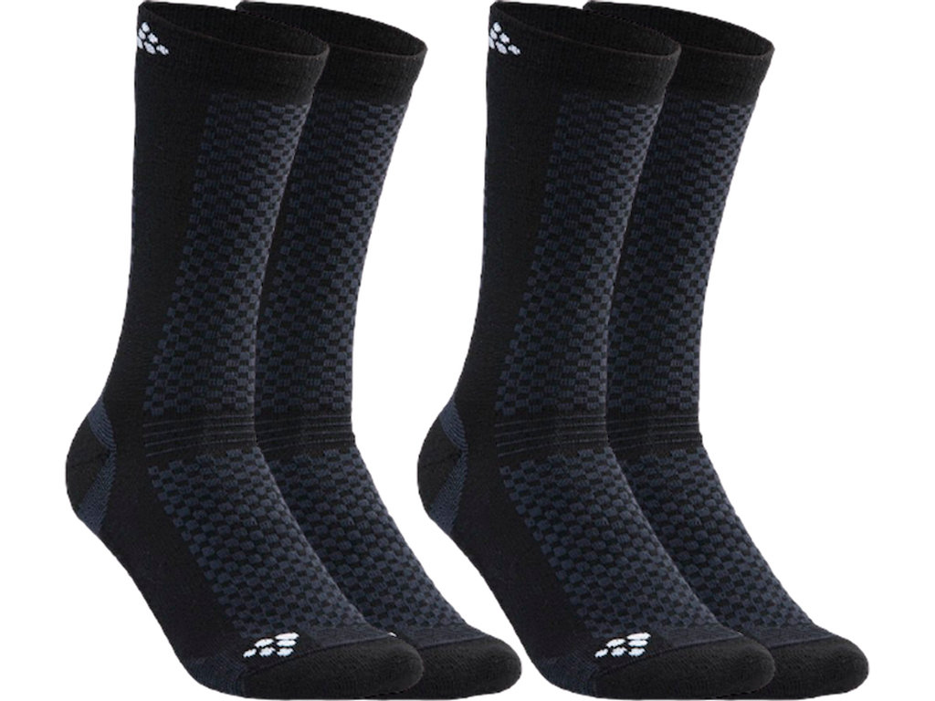 Craft Cykelstrømpe Mid Merino Uld Høj Sort 2-pak (Størrelse: L (43-45))