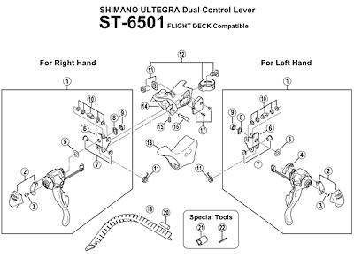 Shimano 105 og Ultegra grebsgummi til ST-6501 og ST-5500