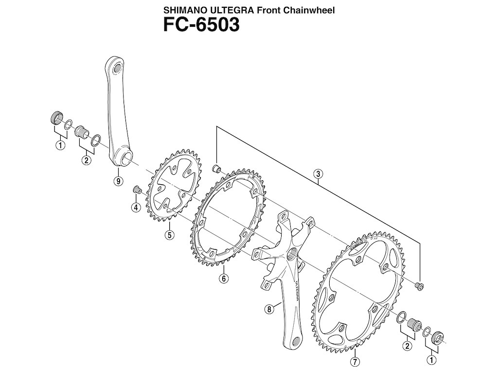 Shimano Ultegra pedalarm højre 172,5mm lang til FC-6503