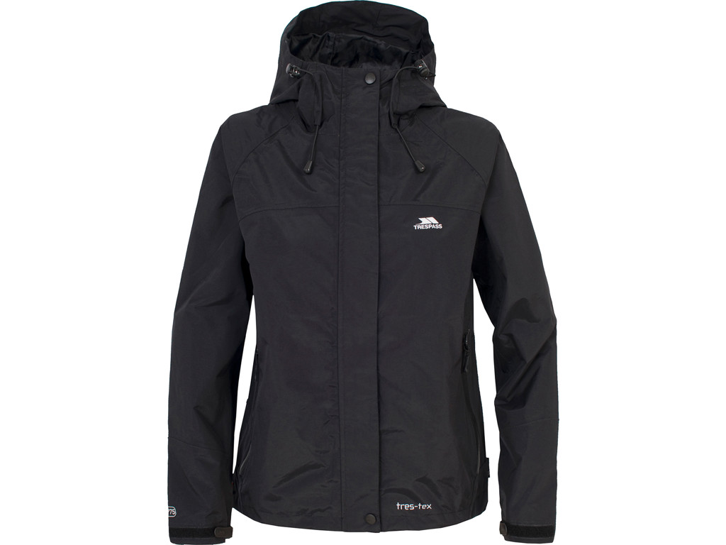 Trespass Miyake -Regnjakke med hætte til dame - Sort