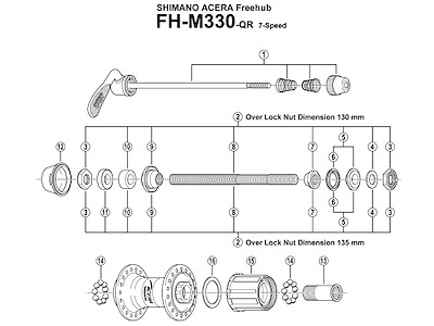 Shimano konus venstre til bagnav FH-M330 med flere