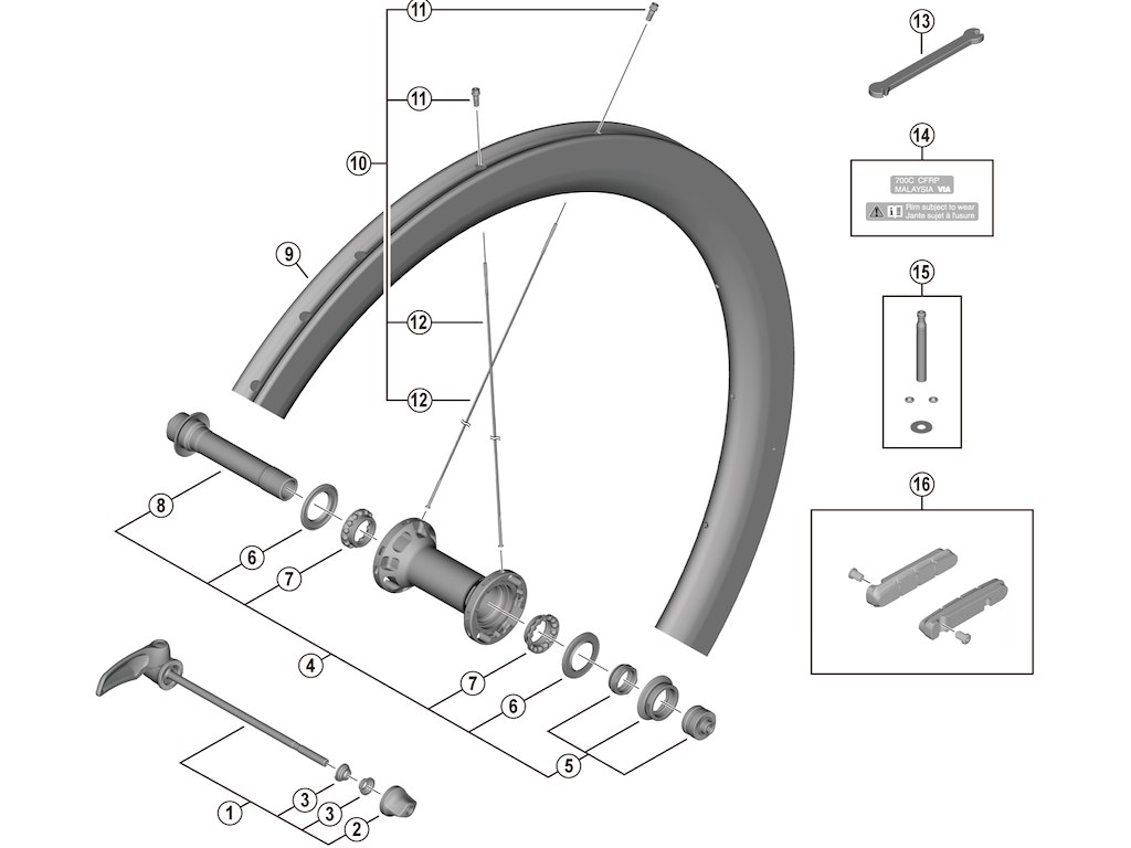 Shimano Dura Ace nippel til forhjul model WH-R9200-C50-TU-F