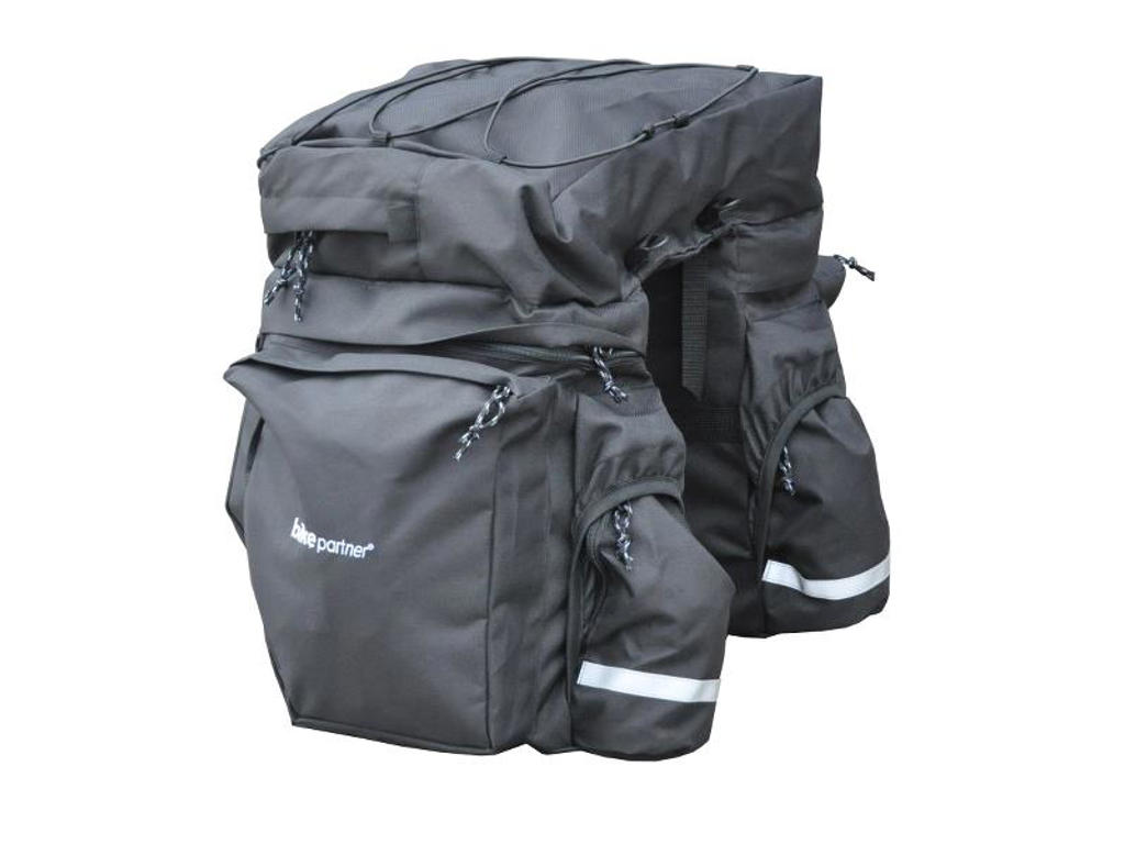 BikePartner - Caroline - Cykeltaske til bagagebærer -Sort - 3 delt 40 liter