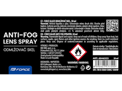 FORCE anti dug spray til linser 50 ml