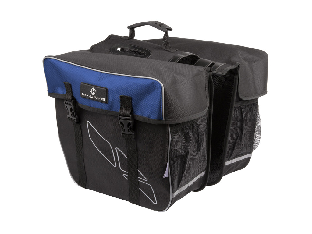 M-Wave Amsterdam Double - Cykeltaske til bagagebærer - Dobbelttaske - Sort/Blå - Str. 2x30
