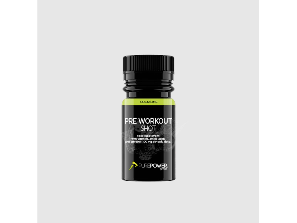 PurePower Pre-workout Shot - PWO Energishot - Cola Lime - med Koffein - 60 ml