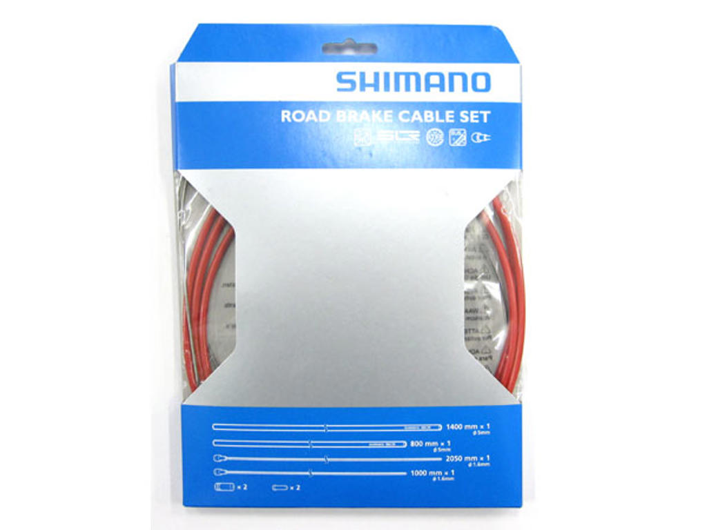 Shimano - Bremsekabel sæt PTFE rød til Racer/Sportscykler