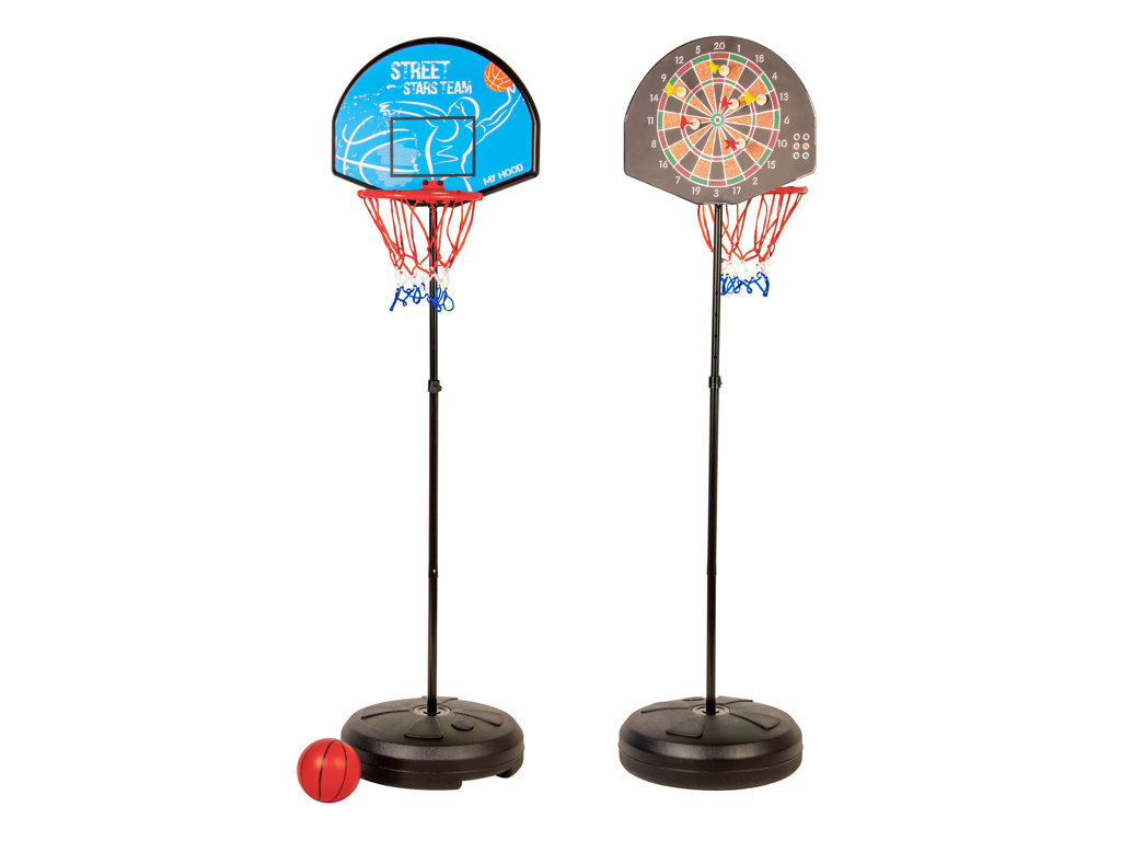 My Hood  - Basket kurv og Dart i en stander - Med plastbold, pile og pumpe