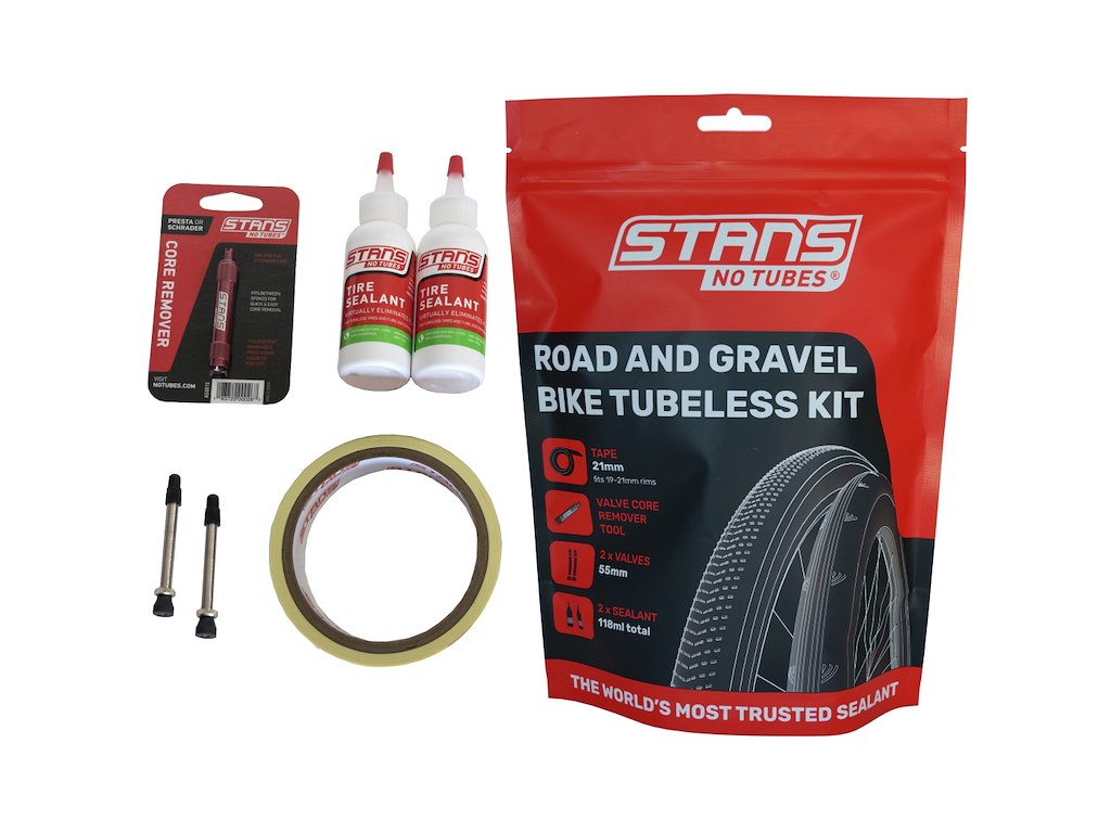 Stan's Notubes Tubeless Kit Road/Gravel 21 mm Tape og 55mm Ventiler