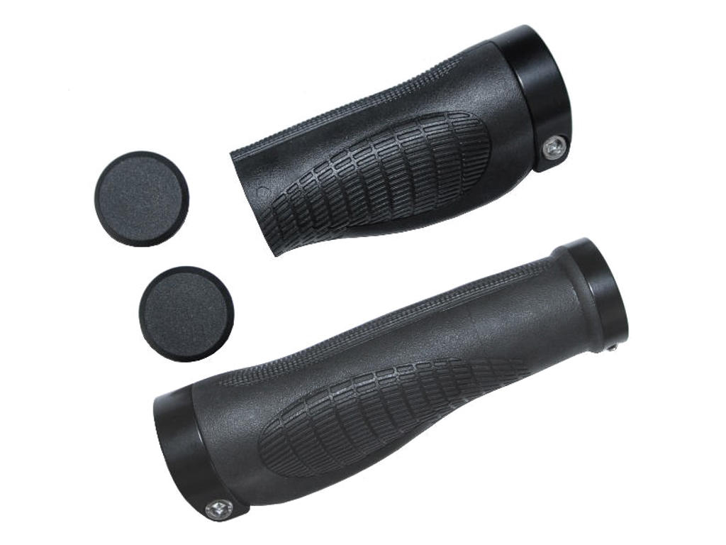 BikePartner - Håndtagssæt - 95/136 mm gummi - Inkl. låsering og prop - Sort