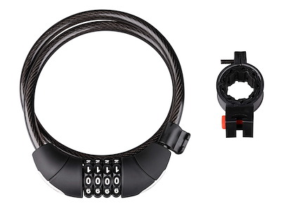 FORCE Lux spirallås med kode og holder 85cm/10mm - Sort