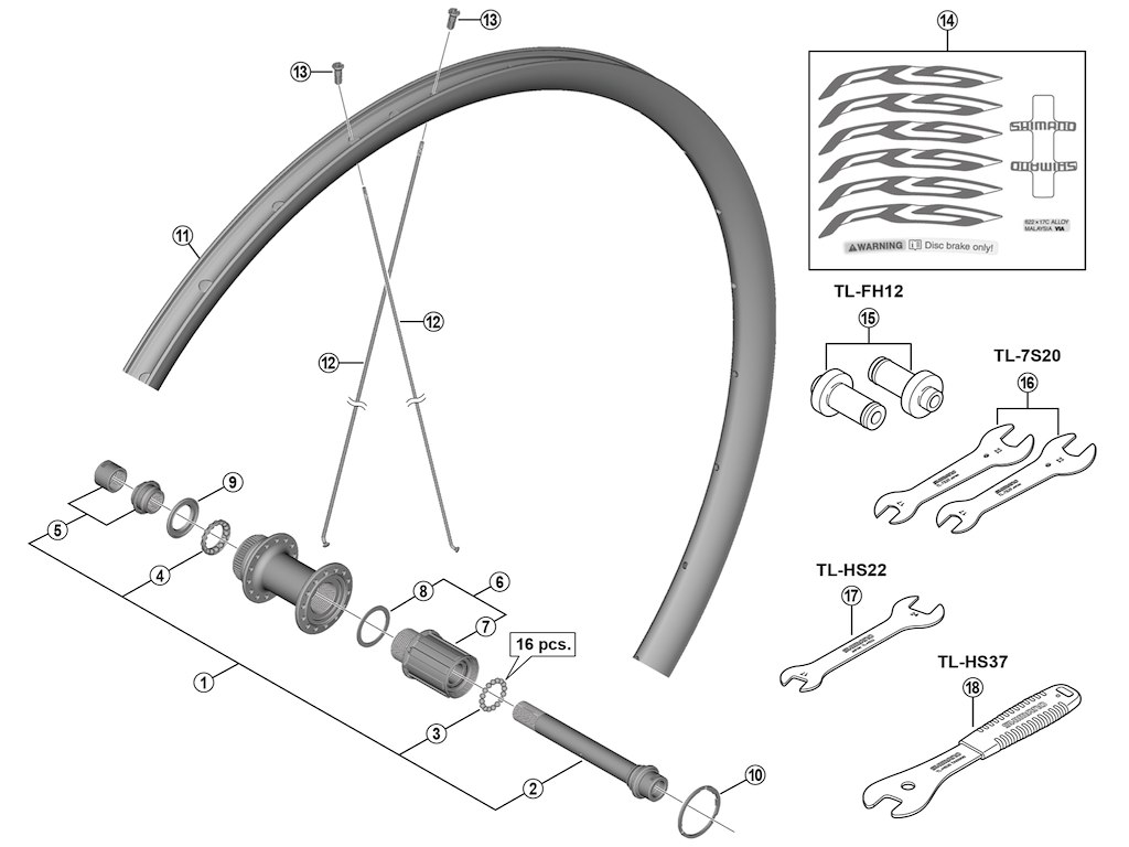 Shimano kassettehus til baghjul model WH-RS170-CL-R12