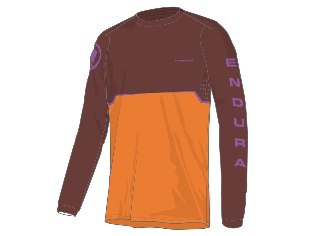 Endura Core Printed Jersey - Cykeltrøje - Lange ærmer - End Orange 