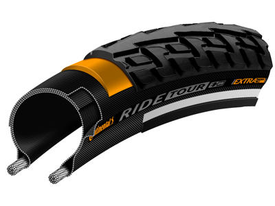 Continental Ride Tour - Cykeldæk - Extra Puncture Belt - 700x28-47c - Sort