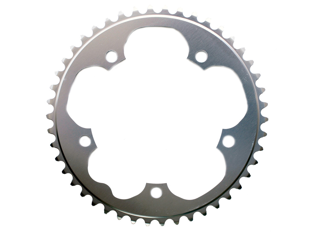 Stronglight klinge - 42 tands - ø130 - 5 huller - 9/10 speed - Dural alu - Sølv