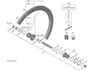 Shimano Dura Ace eger 255mm lang til baghjul model WH-R9270-C50-TU-R