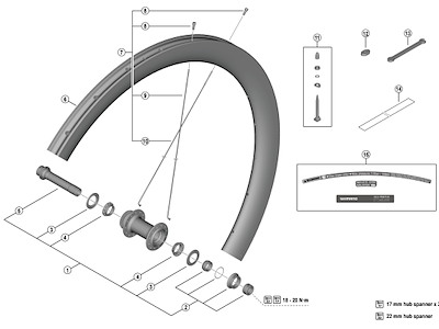 Shimano eger 267.5mm lang til forhjul model WH-RS710-C46-TL-F