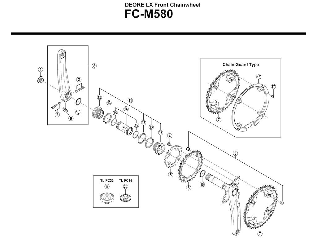 Shimano pedalarm højre 175mm lang til FC-M580