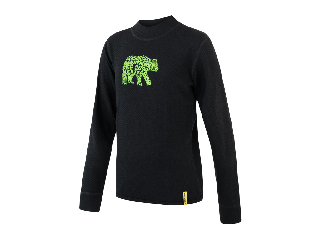 Sensor Merino Double Face - Skiundertrøje til børn - Sort