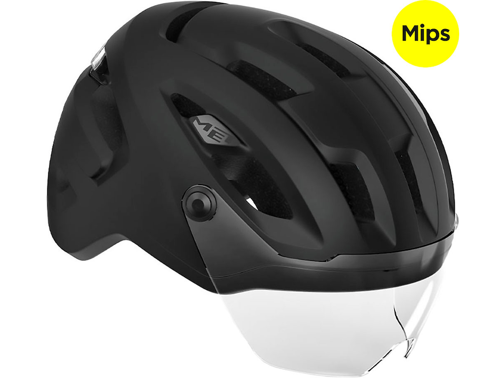 MET Intercity Mips cykelhjelm sort visir (Hjelmstørrelse: 52-56 cm)