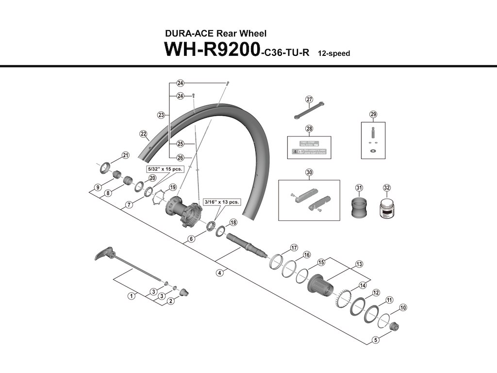 Shimano Dura Ace eger 278mm lang til baghjul model WH-R9200-C36-TU-R