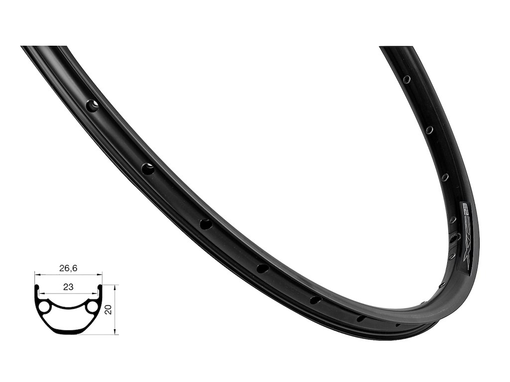 FORCE XC Basic fælg 29"(622x23) aluminium 36 eger huller - Skivebremse - Sort
