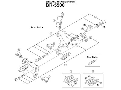 Shimano pivot bolt bag 36mm lang til BR-5500