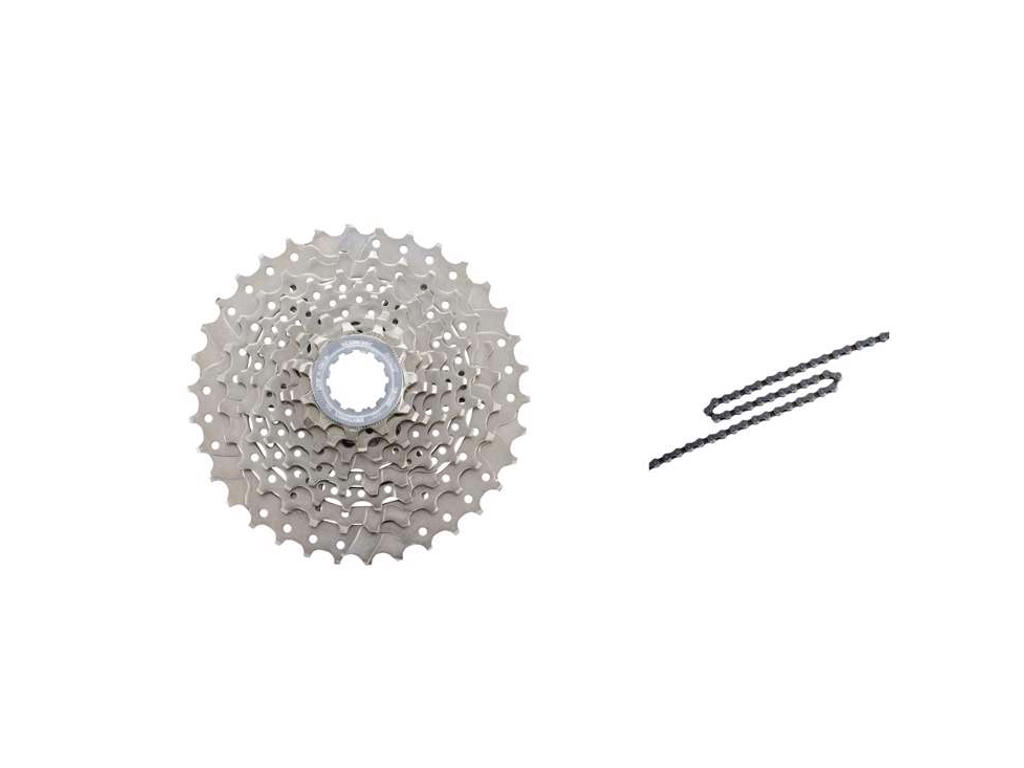 Shimano Claris kassette og kæde - 8 gear kassette 11-34 tands samt HG40 kæde (Bundle)