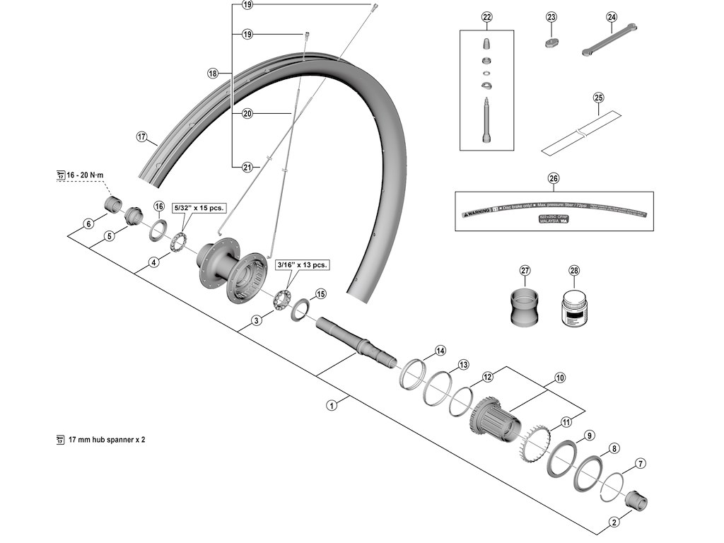 Shimano GRX aksel komplet til baghjul model WH-RX880-TL-R12-700C