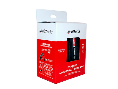 Vittoria Rubino V G2 TLR bundle 2 dæk og 80ml sealant - Road foldedæk 700x30c - Sort