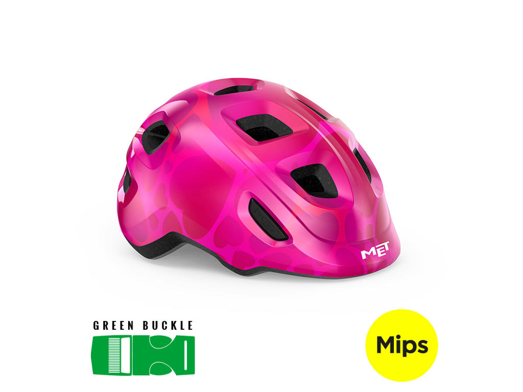 MET Hooray - Cykelhjelm - Lyserød med hjerter - Str. 52-55 cm