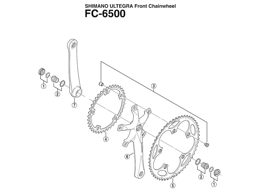 Shimano Ultegra- pedalarm højre 175mm lang til FC-6500
