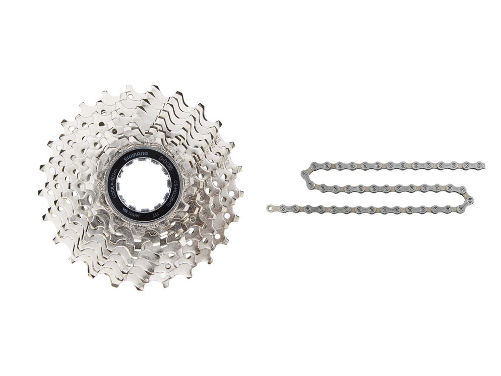 Shimano Tiagra kassette og kæde - 10 gear kassette 11-25 tands samt HG54 kæde (Bundle)