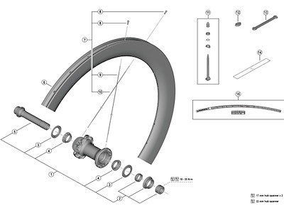Shimano Dura Ace eger 250mm lang til forhjul model WH-R9270-C60-HR-TU-F