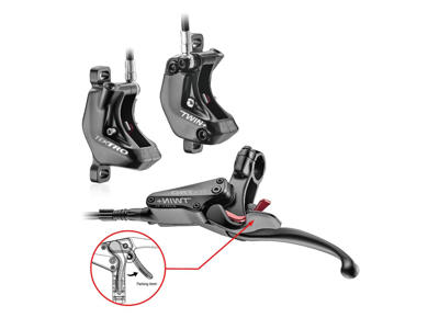 Tektro Auriga Twin+ - Hydraulisk bremsesæt med 4 stempler - Til cargocykler - For/venstre