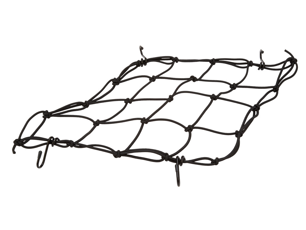 BikePartner - Sikkerhedsnet til kurv - 4 kroge - Sort - 25x25 cm 