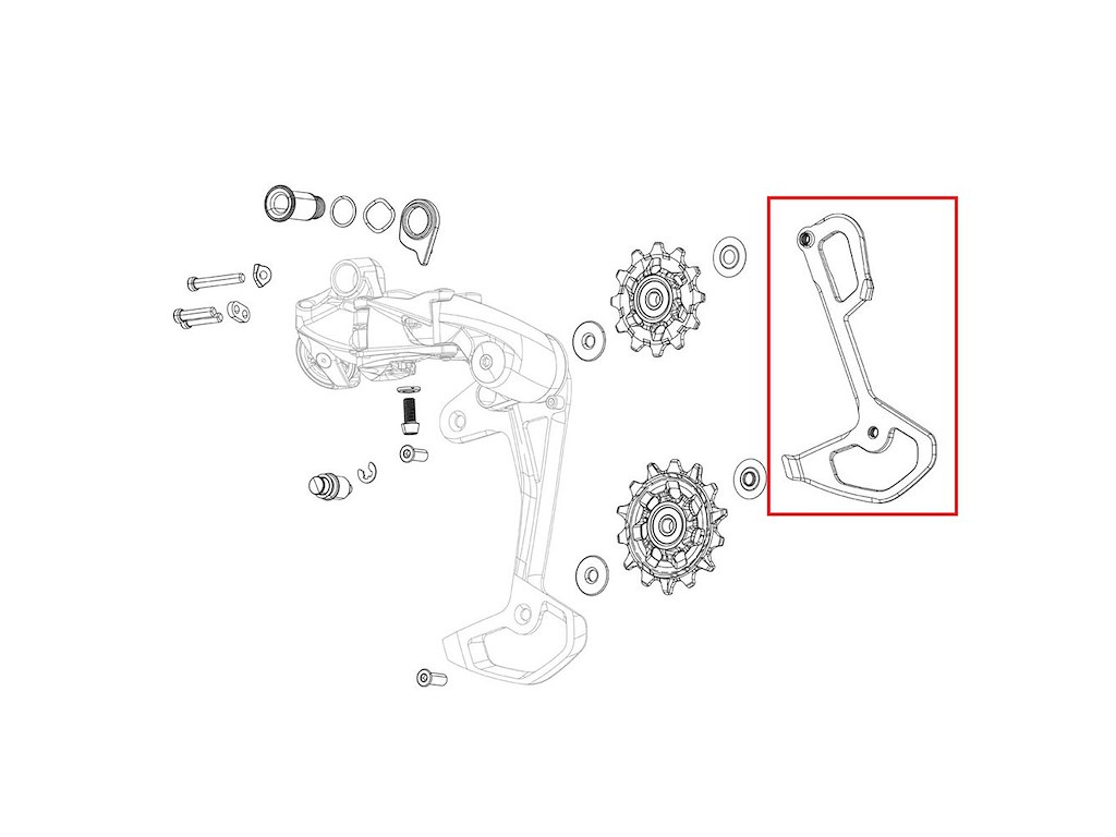 SRAM Rival XPLR AXS E1 inderplade i aluminium til bagskifter