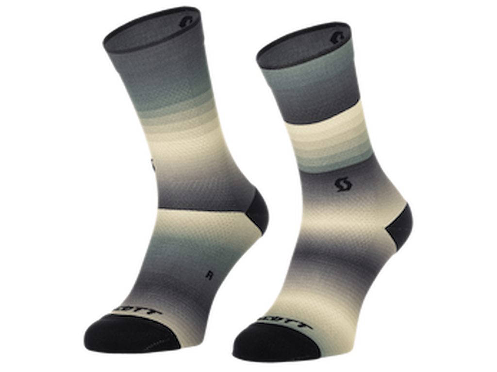 SCOTT Crew Gradient Stripes - Cykelstrømper - Grå/Grøn - Str. 36-38 (S)