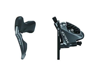 Shimano GRX - STI og bremsegreb venstre Di2 dobbelt, kaliber og olieslange - Hydraulisk