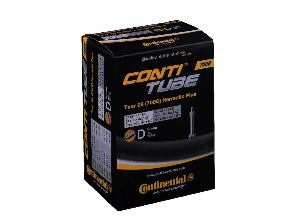 Continental Slange Tour Hermetic Plus 700x32-47c med 40 mm lange Dunlop ventil