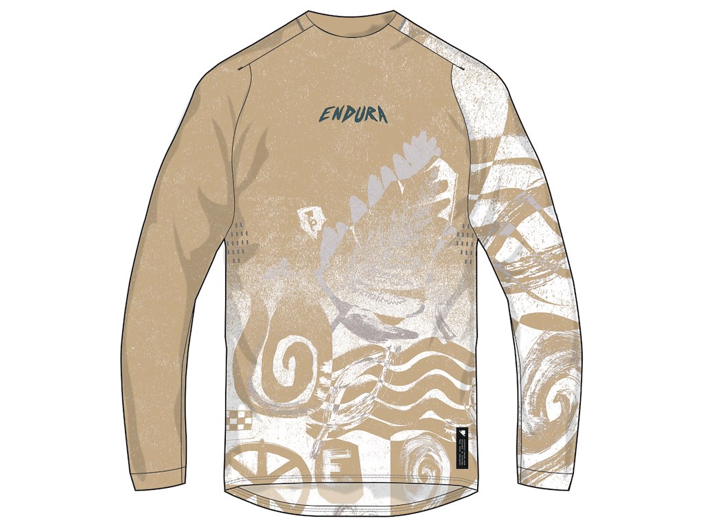 Endura Singletrack Printed Tee - Cykeltrøje - Lange ærmer - Brun - Str. L